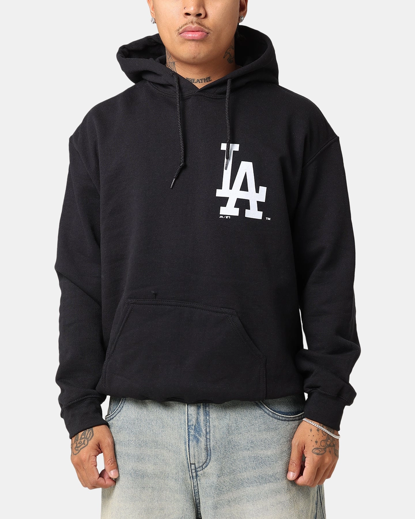 Dirt Repellent Surface Majestic Athletic Los Angeles Dodgers Arch Stack Hoodie Black