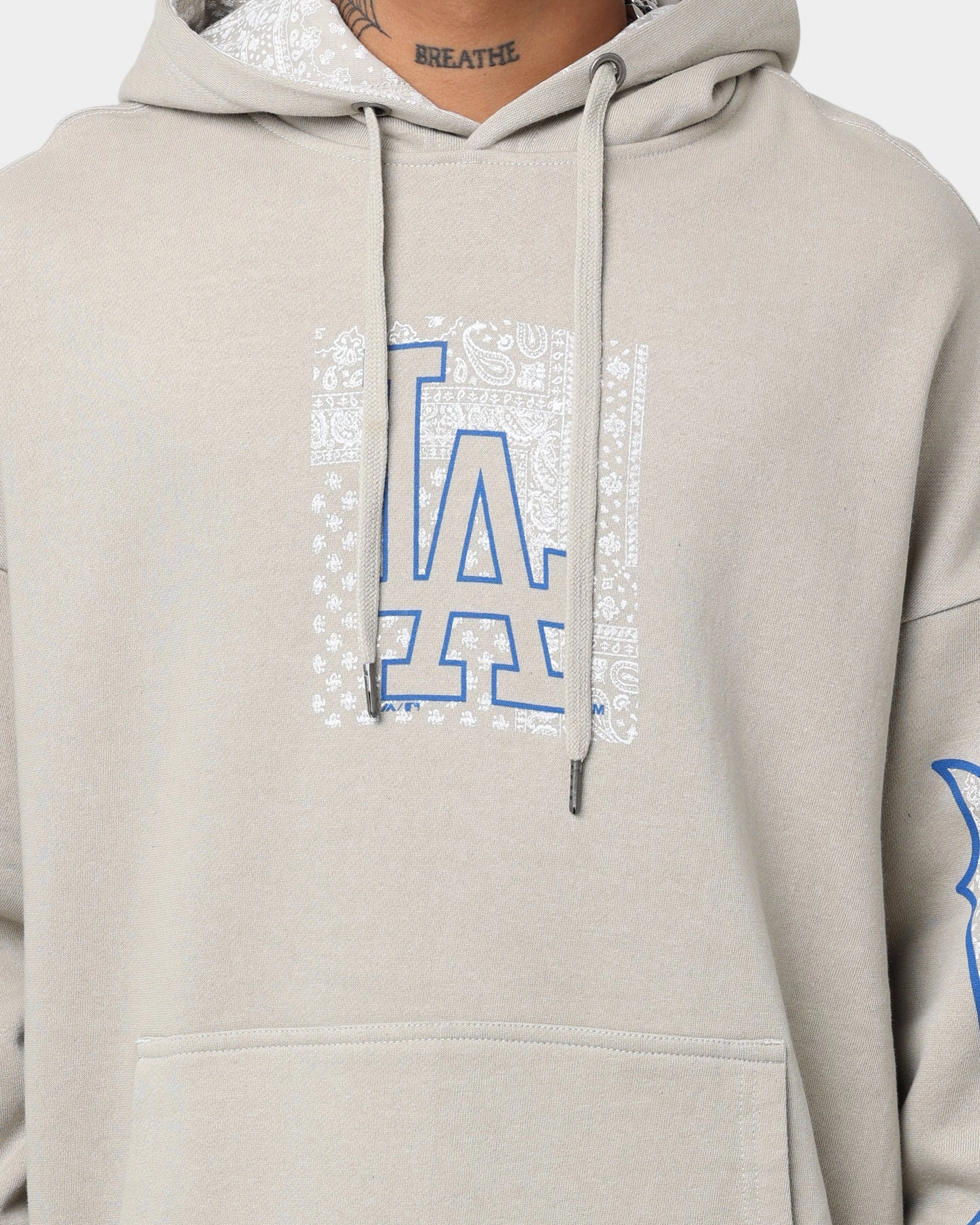 All Season Majestic Athletic Los Angeles Dodgers Bandana Paisley Wordmark Hoodie Nickel