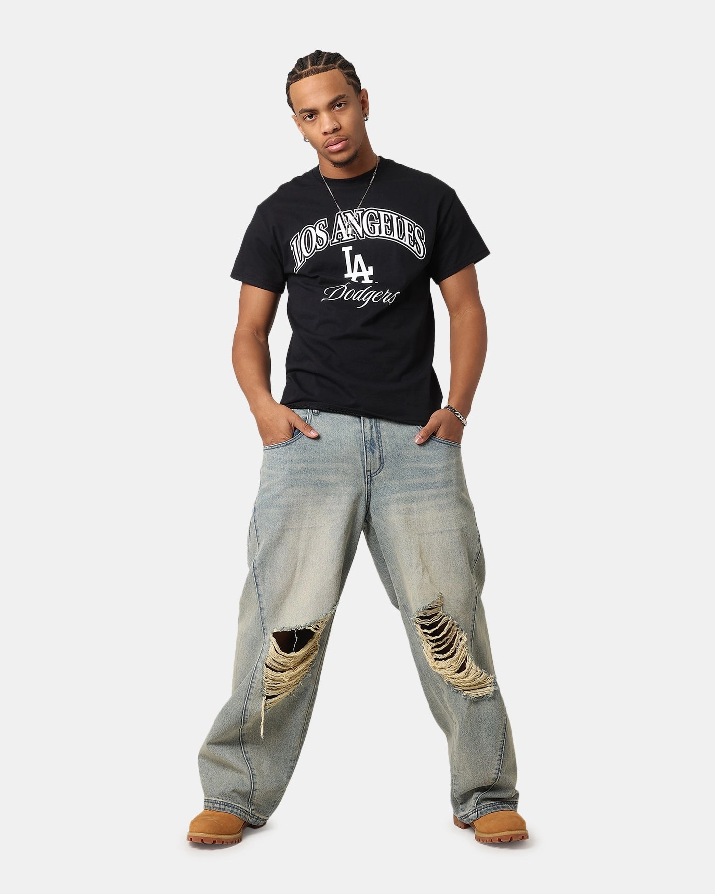 Majestic Athletic Los Angeles Dodgers Blecker Team Arch T-Shirt Black Practical Comfort Relaxed Comfort Wear