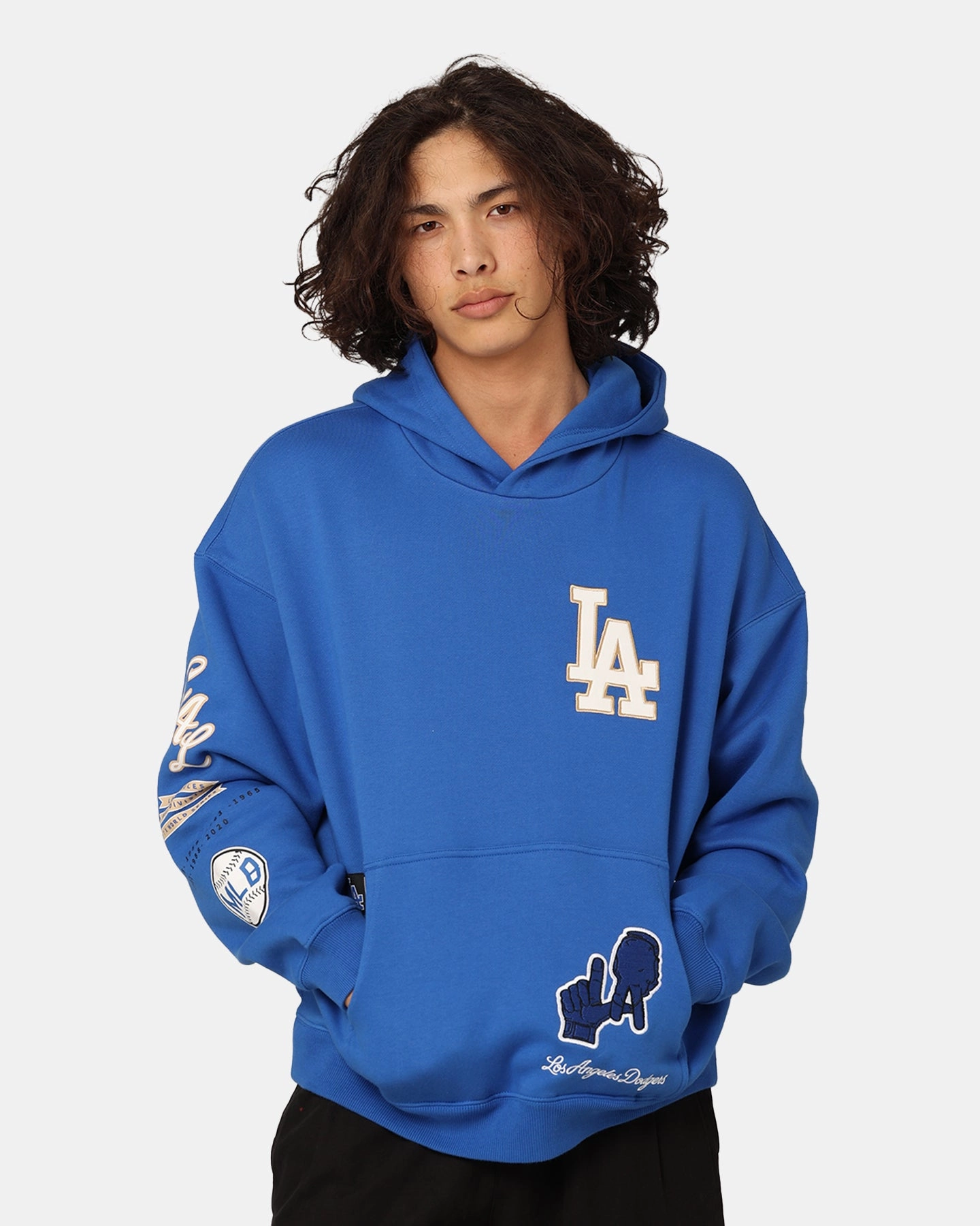 Hooded style Seamless Seams Majestic Athletic Los Angeles Dodgers City Appliqu?? Hoodie Olympic Blue