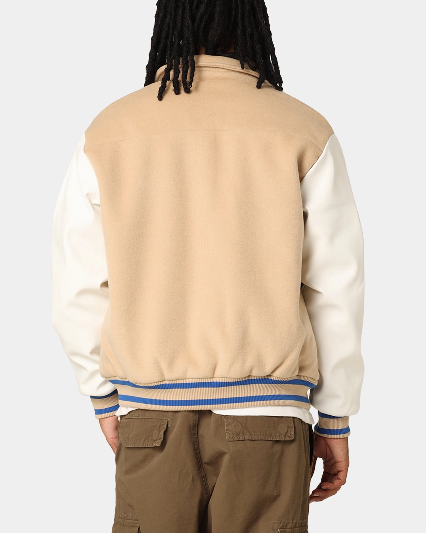 NoiseReduced Closure System cold Majestic Athletic Los Angeles Dodgers City PU Melton Letterman Jacket Oatmilk