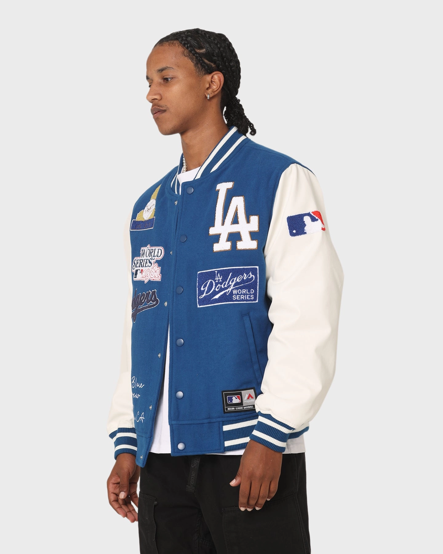 Adaptive Fit Majestic Athletic Los Angeles Dodgers Multi Hit Varsity Jacket Royal