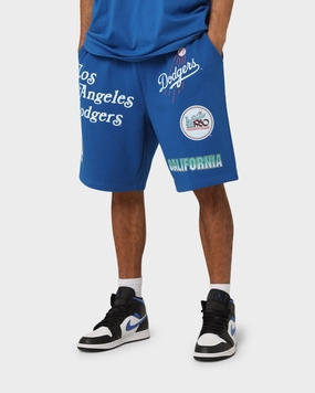 Holiday Gift Majestic Athletic Los Angeles Dodgers Puff Print Patch Fleece Shorts Royal