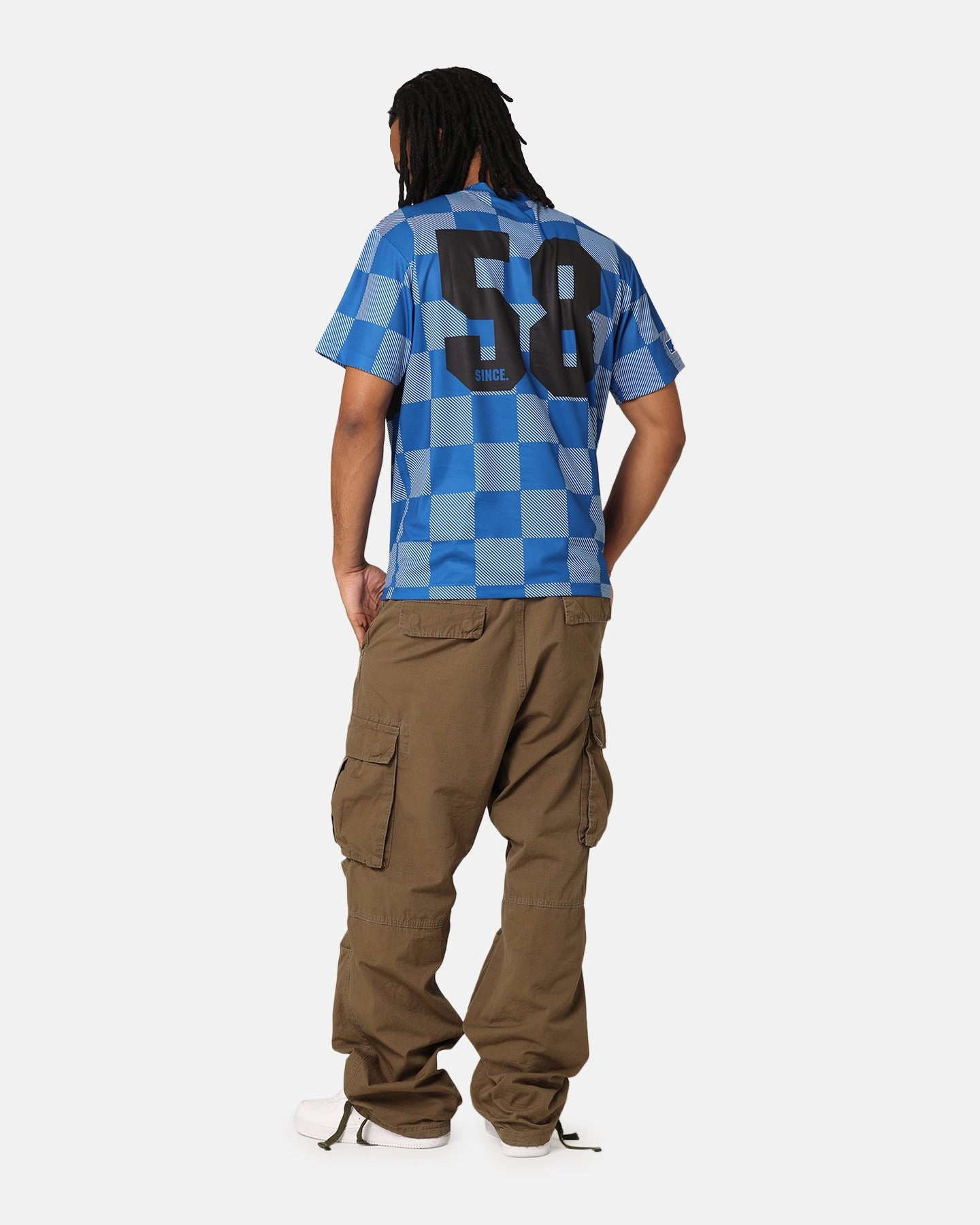 Wind Resistant Coating Majestic Athletic Los Angeles Dodgers Team Line Checkered Jersey White/Royal