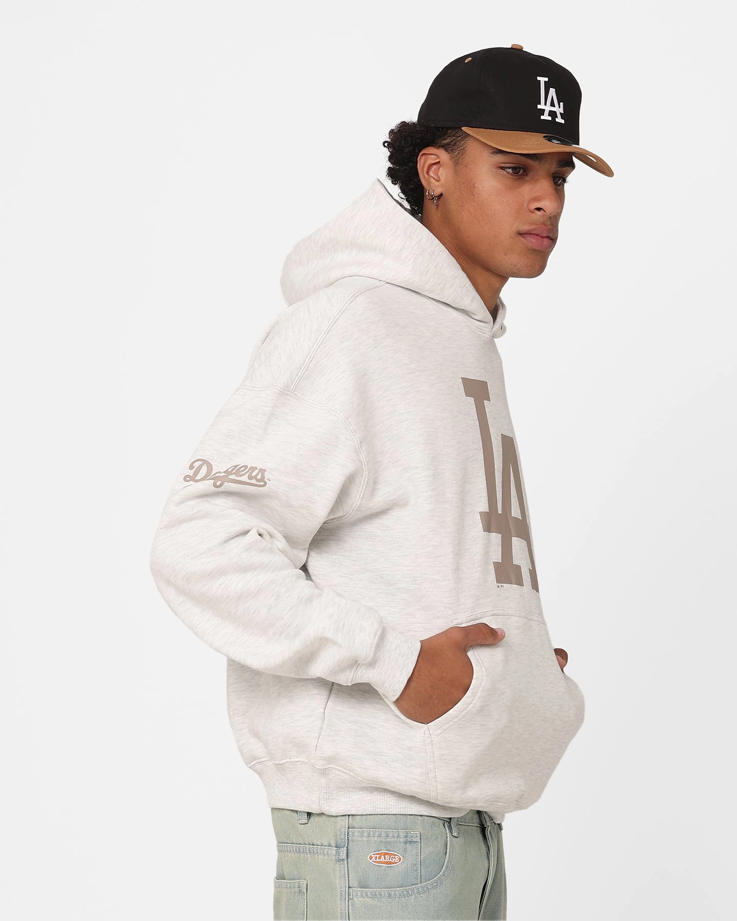 Indoor Layer Comfort Fit Majestic Athletic Los Angeles Dodgers Tonal Stark Hoodie Vintage White Marle