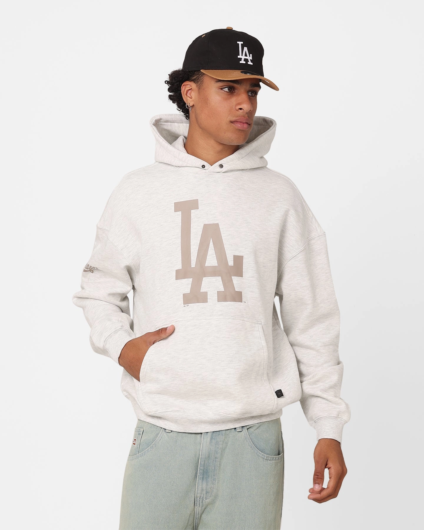 Patchwork Majestic Athletic Los Angeles Dodgers Tonal Stark Hoodie Vintage White Marle