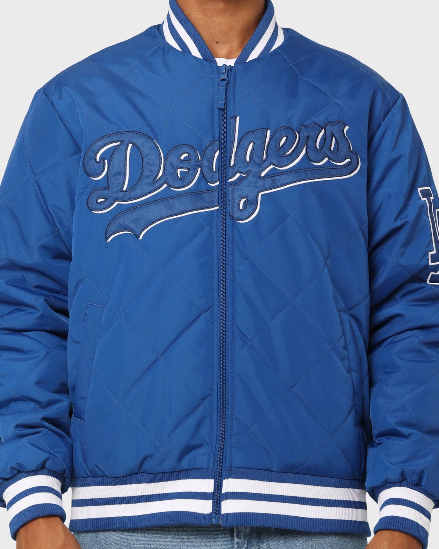 Taped Edges Youth Majestic Athletic Los Angeles Dodgers Tonals Quilted Varsity Jacket Royal