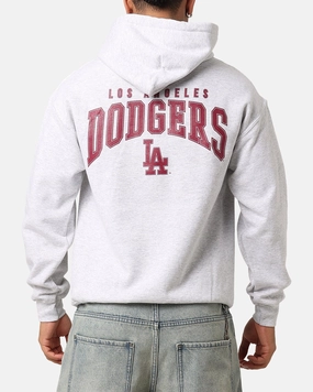 Cream long sleeved Majestic Athletic Los Angeles Lakers Fulter Team Arch Hoodie Grey Marle