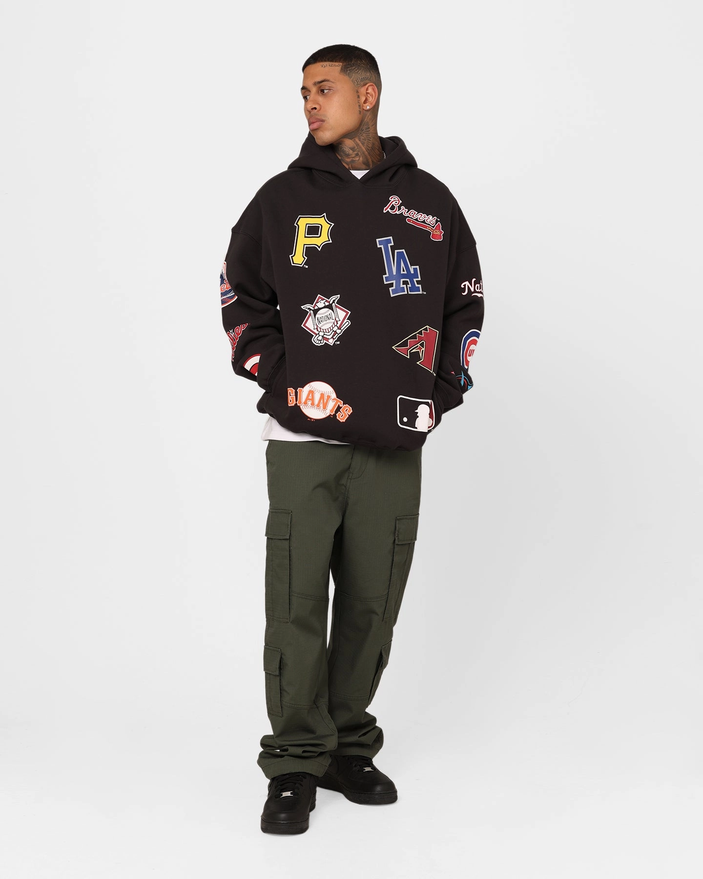 Majestic Athletic MLB League Patch Hoodie Black Slide