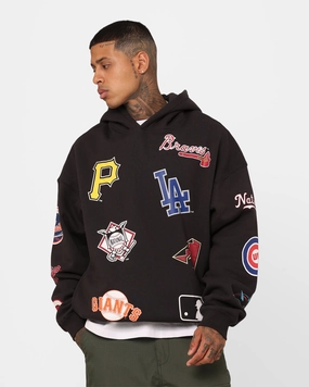 Majestic Athletic MLB League Patch Hoodie Black Smooth Feel Heat Reflective Tech