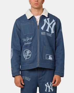 Majestic Athletic New York Yankees Etched Denim Shacket Washed Blue Denim Allow
