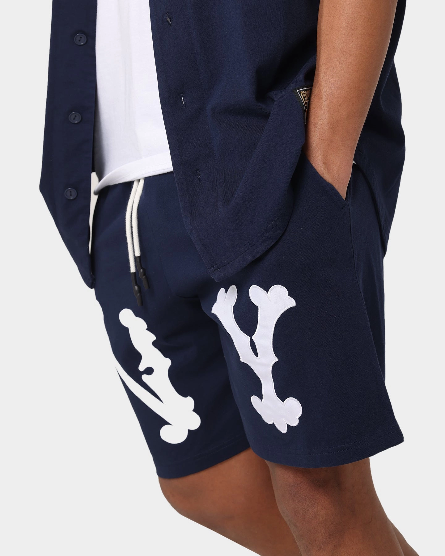 plain shorts kids Majestic Athletic New York Yankees Highlanders Logo Shorts True Navy