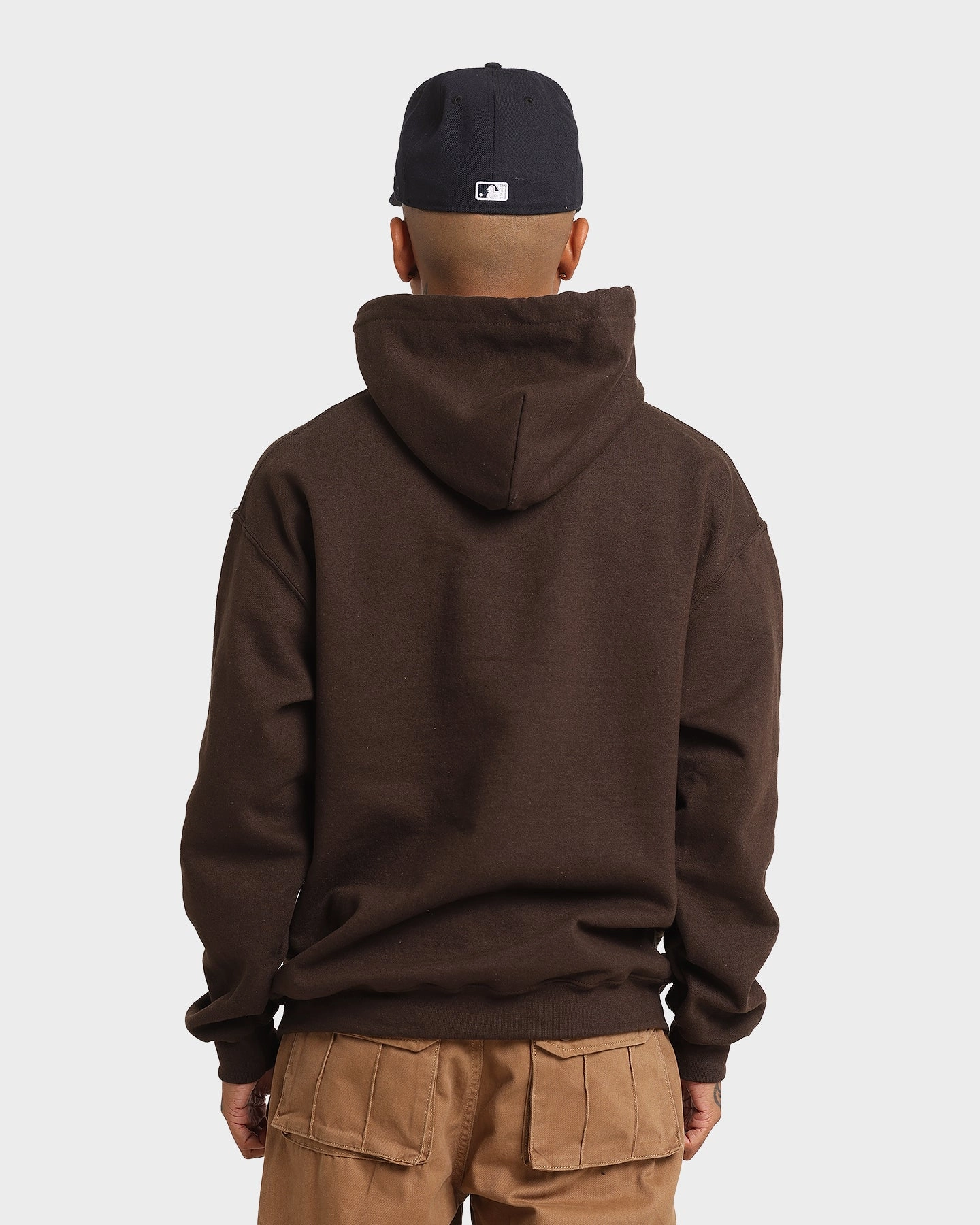 Majestic Athletic New York Yankees Team Stack Script Hoodie Dark Chocolate Easy Care Fabric