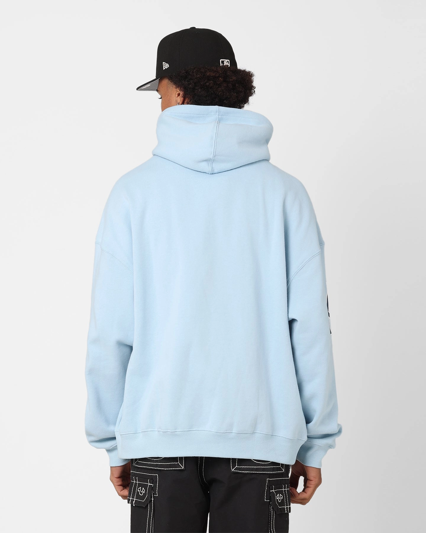 popular in Africa Majestic Athletic New York Yankees Vintage Athletic Pop Neck Hoodie Glacial Blue