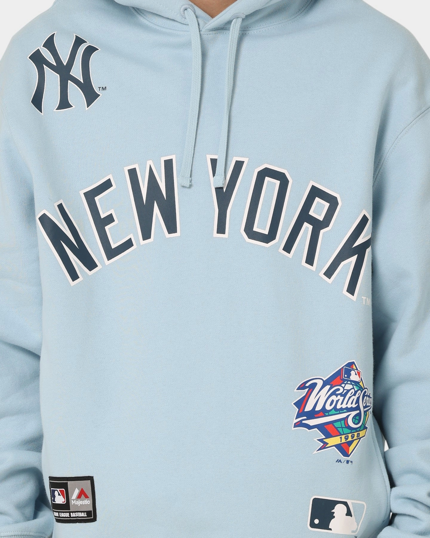 Wind Barrier Majestic Athletic New York Yankees World Series Champ Graphic Hoodie Glacial Blue