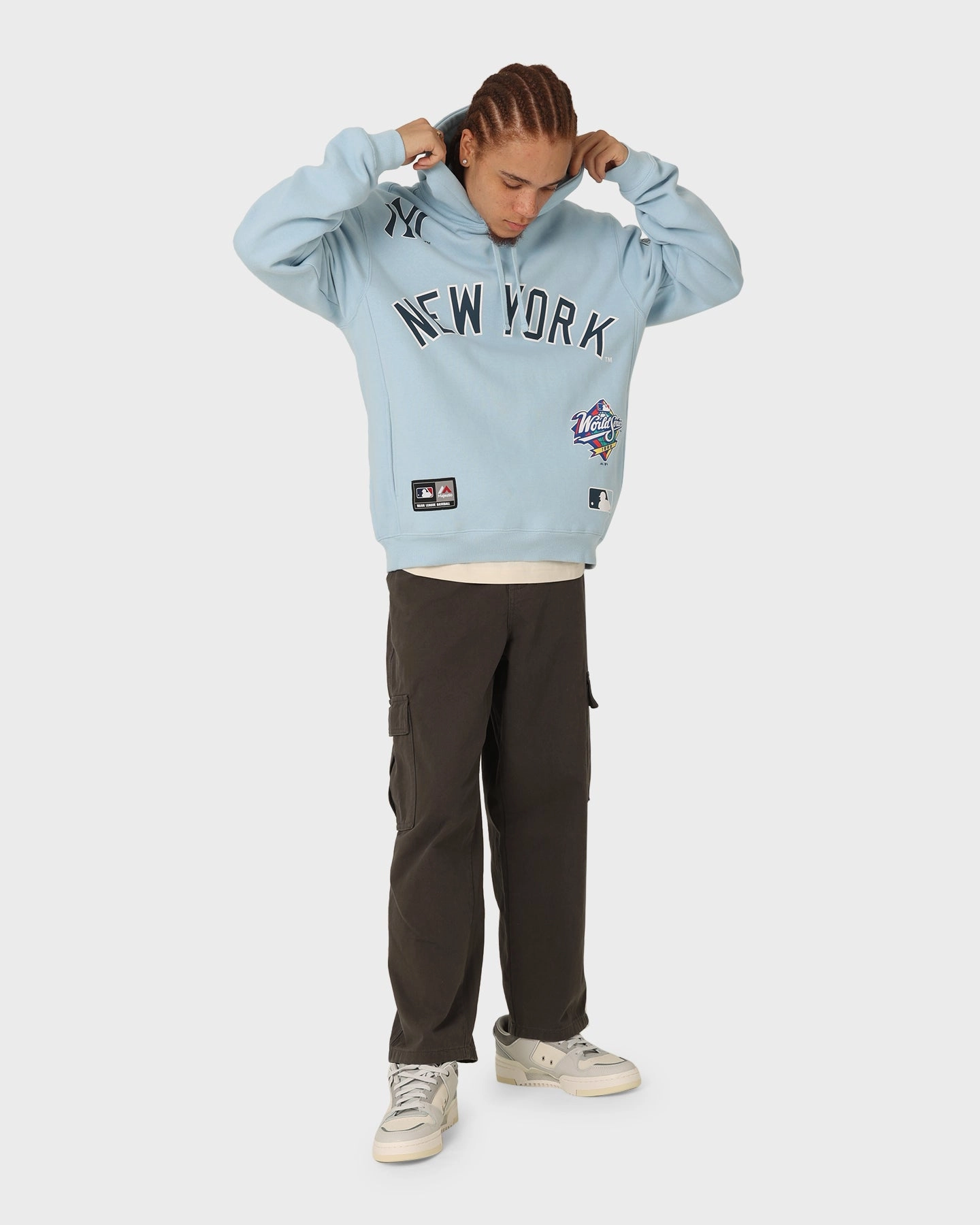 Majestic Athletic New York Yankees World Series Champ Graphic Hoodie Glacial Blue Altruism Soft Texture