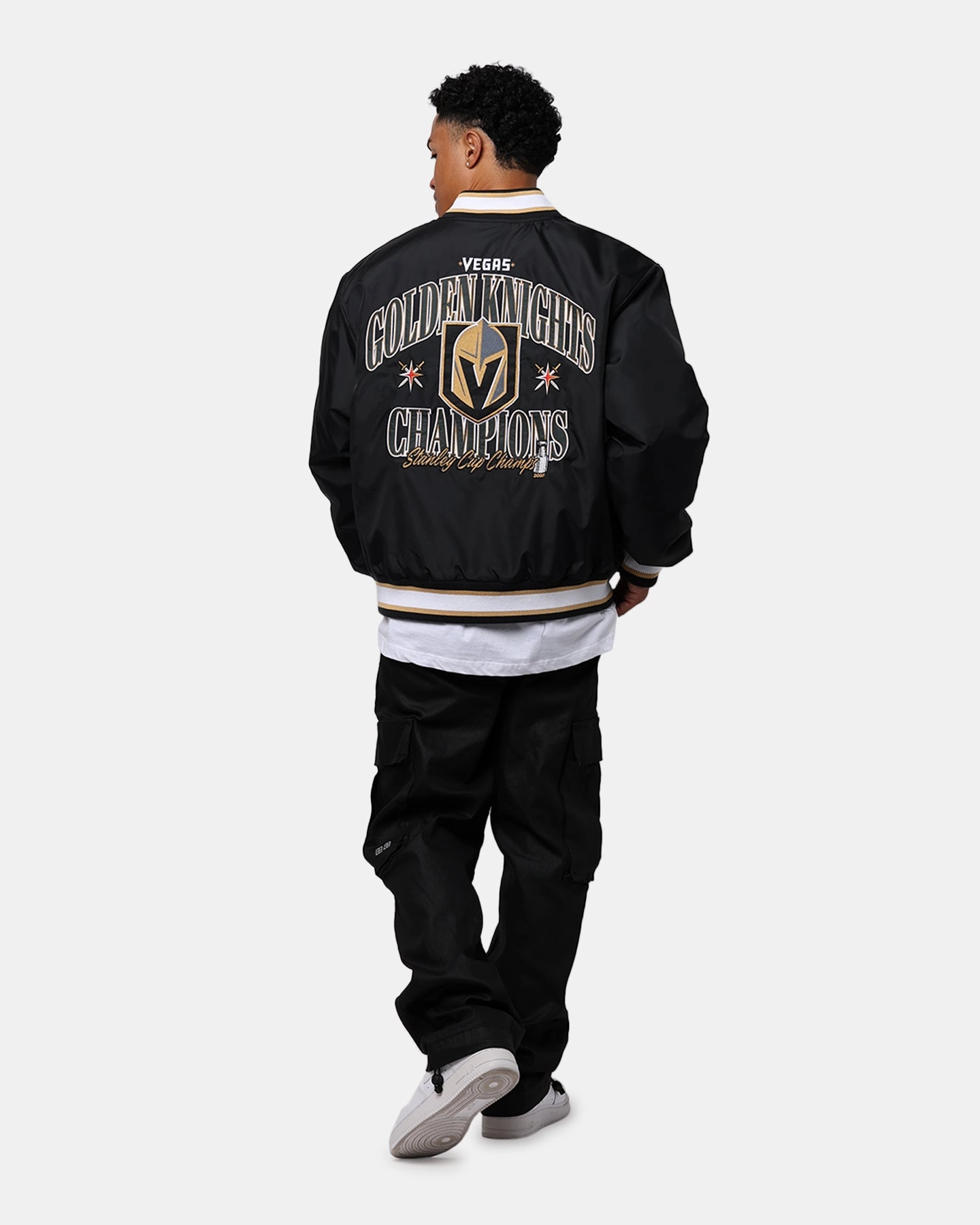 Majestic Athletics Vegas Golden Knights Moto Jacket Faded Black Waterproof Wear Shield