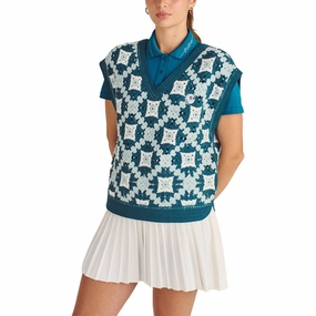 Minimal Daily Fit Seamless Knit Cuffs Malbon Bianca Knit Golf Vest Ocean Multi - SS25 Women