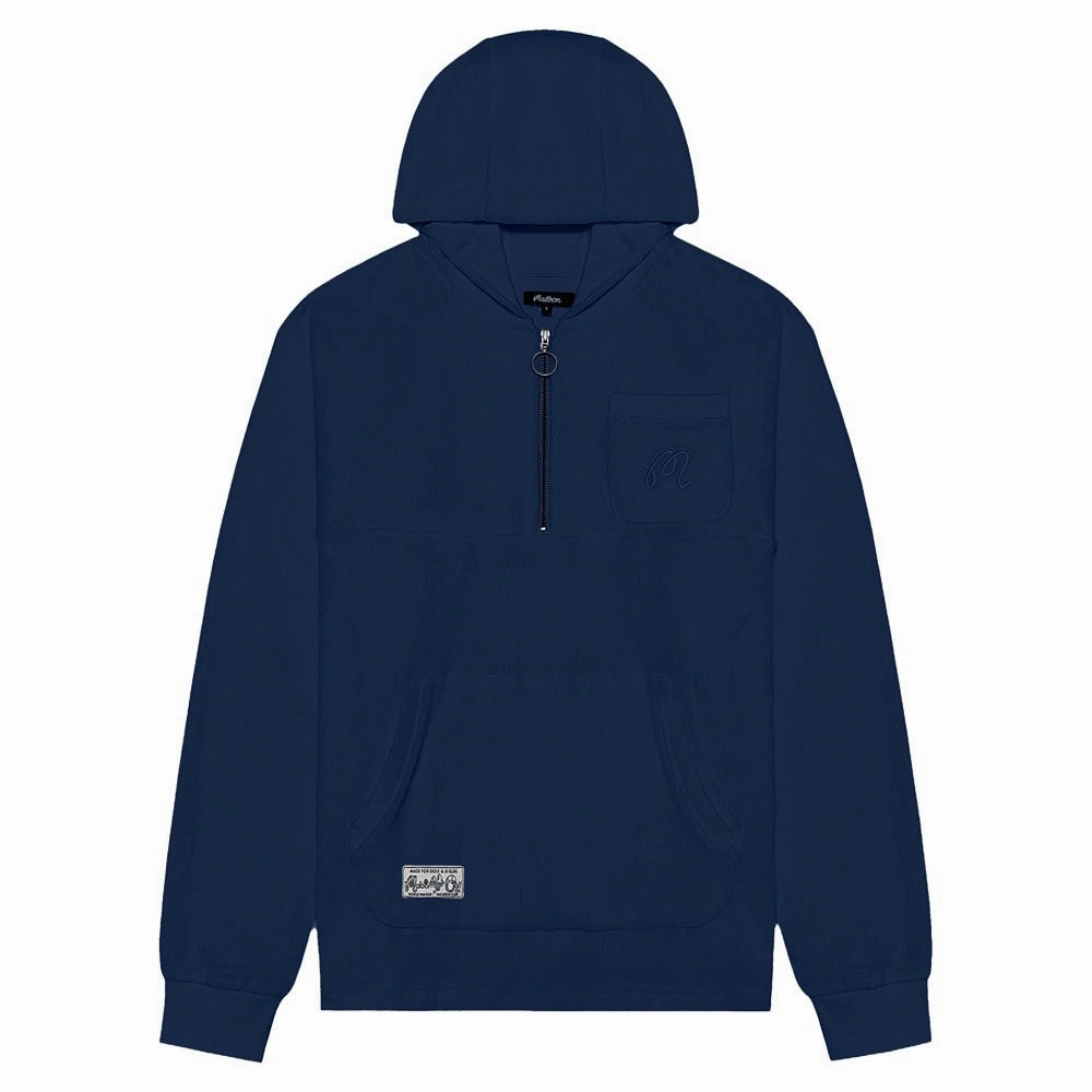 Malbon Castello French Terry Quarter Zip Hoodie Golf Jacket Ocean - SS25 Men Relaxed Fit Structure