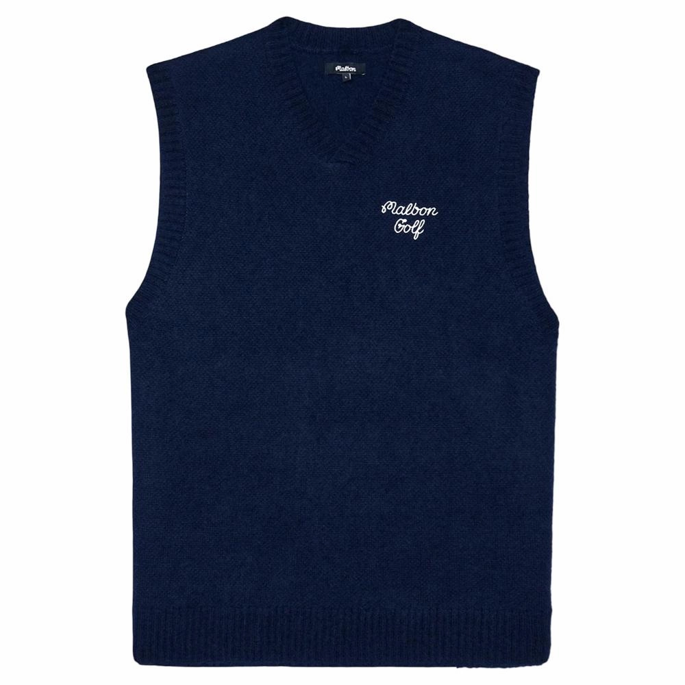 Simple Layers Malbon Domenica Golf Vest Navy - SS25 Men