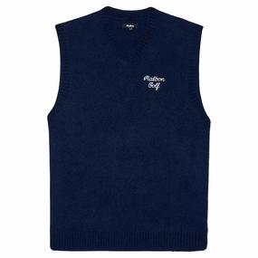 All Season Compatibility Heat Guard Malbon Domenica Golf Vest Navy - SS25 Men