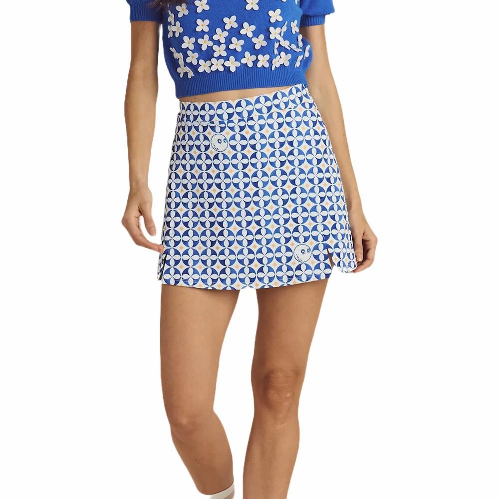 Malbon Ella High Waisted Golf Skirt Blue Multi - SS25 Women Collector??s Item Smooth Texture