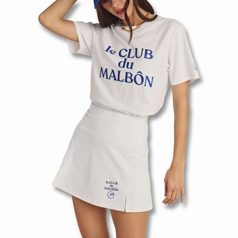 Low Impact Dye Malbon Ella High Waisted Golf Skirt White - SS25 Women