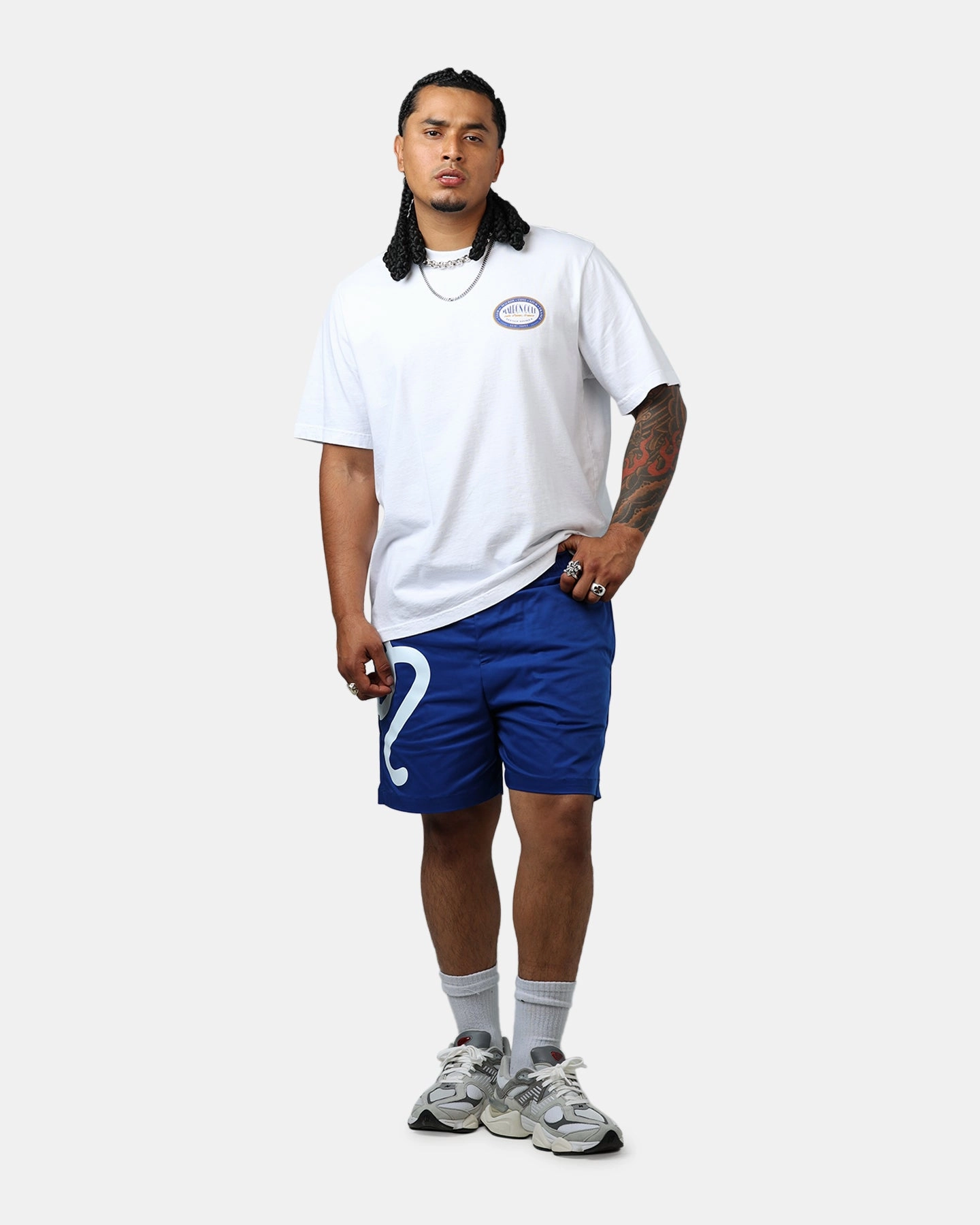 Wide Range Motion Water Repellent Coating Malbon Menton Nylon Shorts Blue