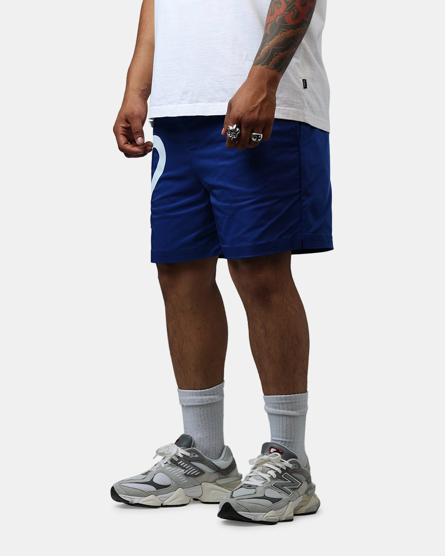 Malbon Menton Nylon Shorts Blue Breathable Side Vents