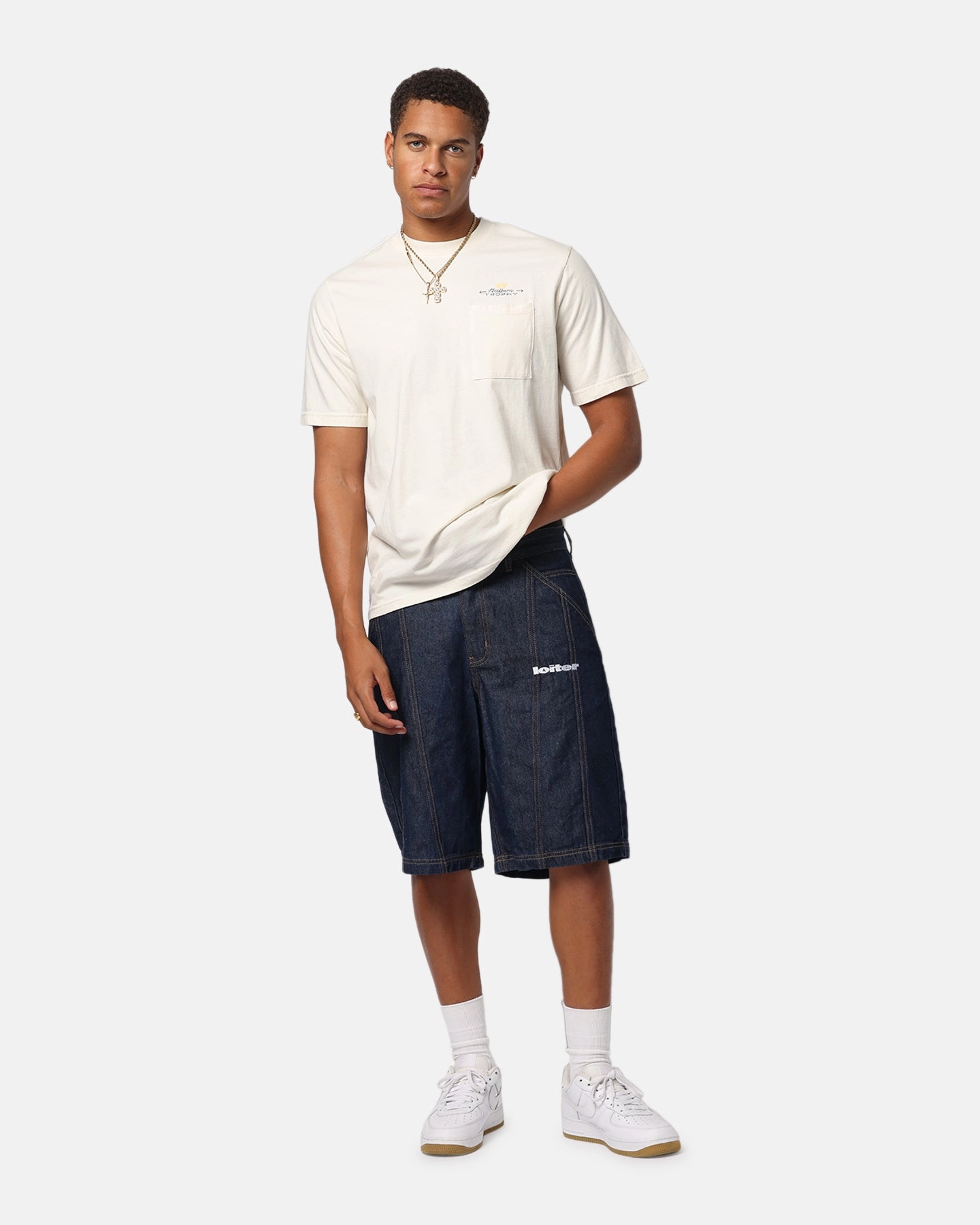 Stylish Day Wear Chill Style Malbon Pocket T-Shirt White