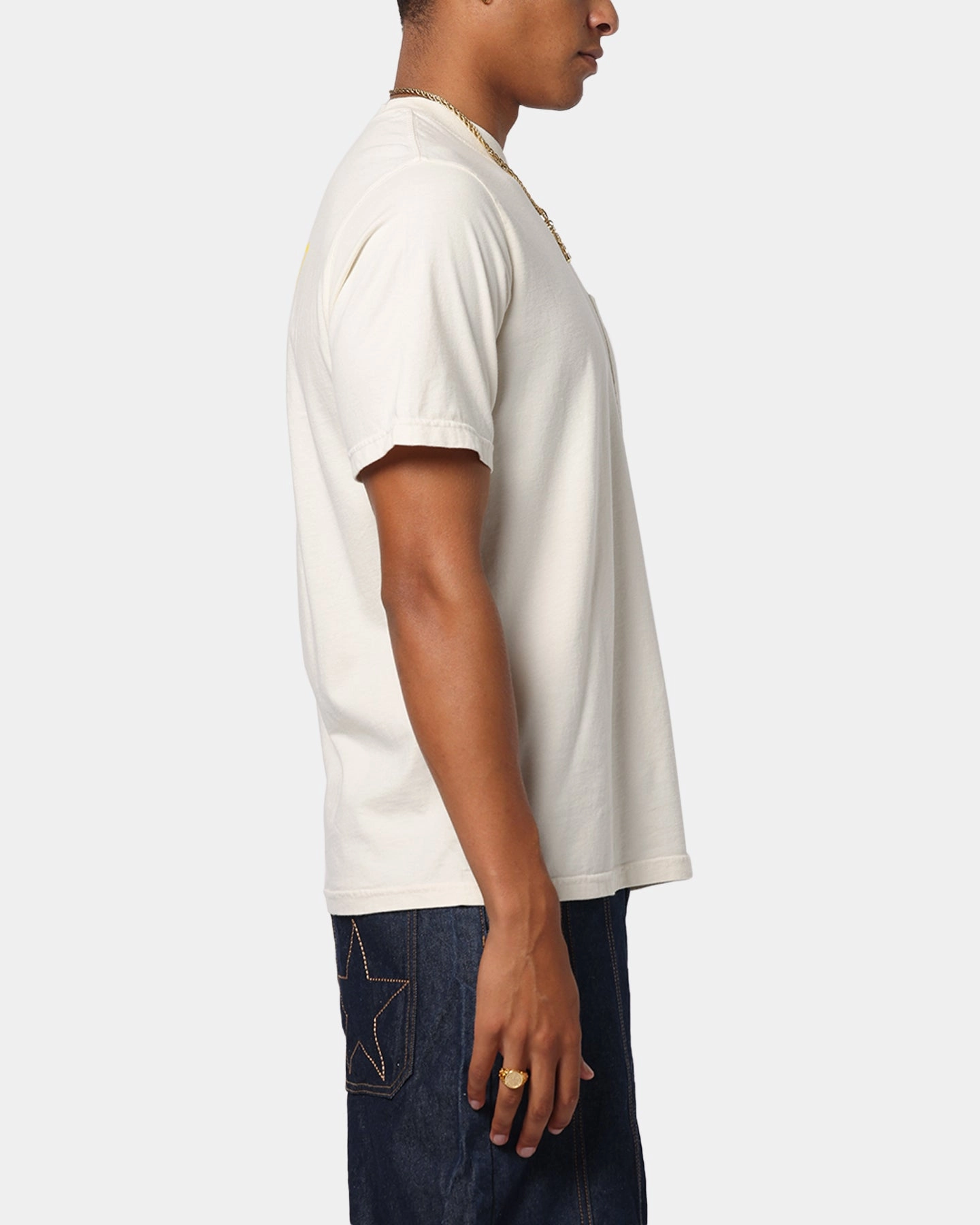 Self Fabric Tape Malbon Pocket T-Shirt White