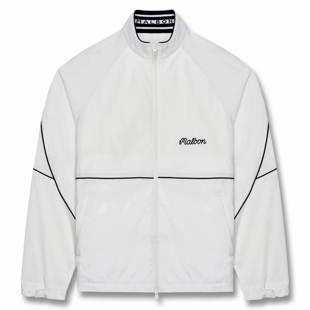Wet Wicking All Weather Performance Malbon Riva Nylon Golf Jacket White - SS25 Men