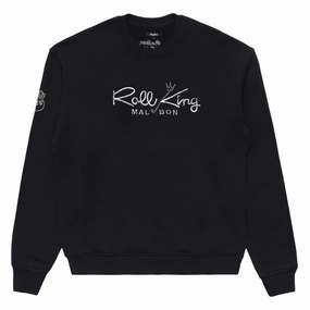 Basic Essential Layer Long Lasting Shape Retention Malbon Roll King Crew Fleece Golf Sweater Black - FW24 Men
