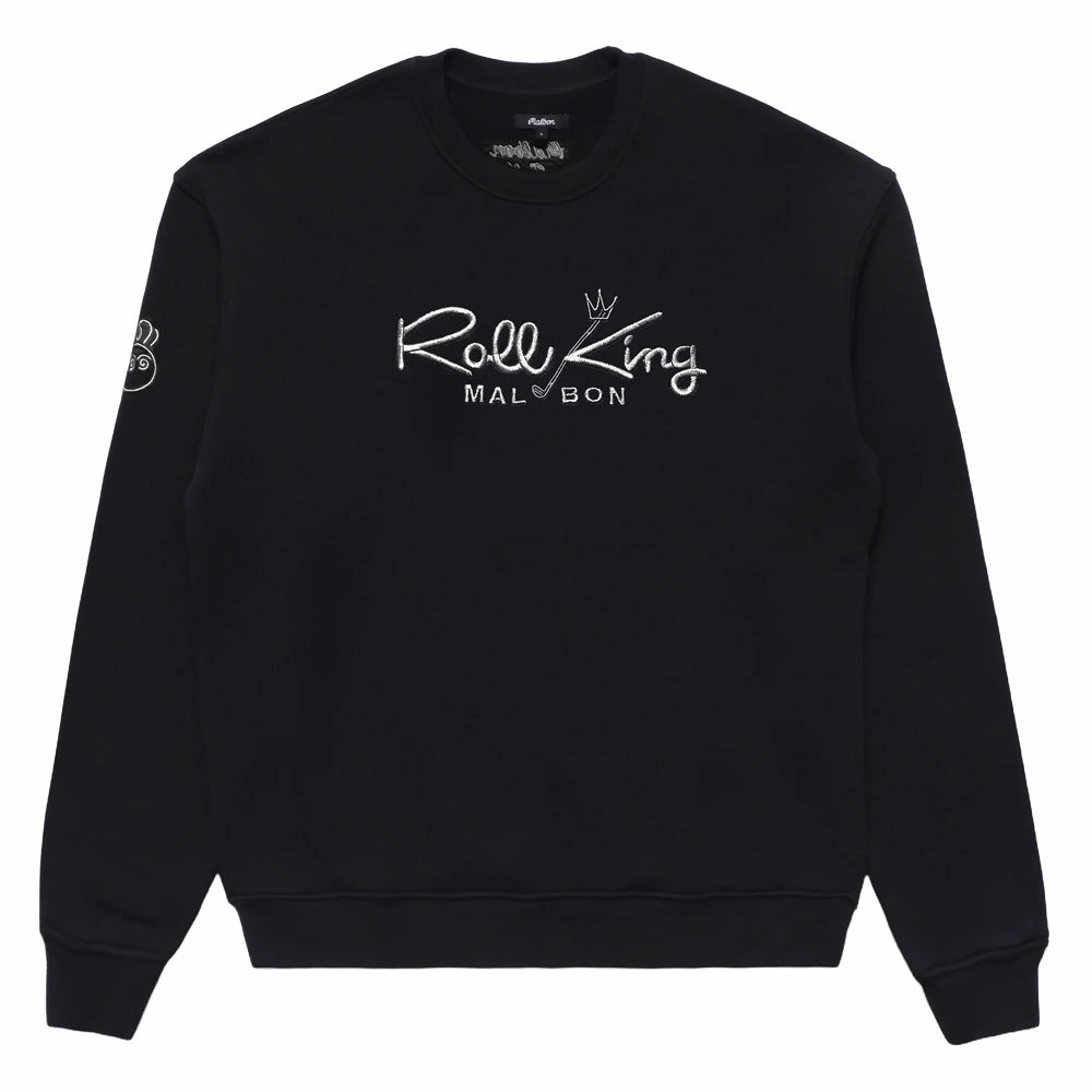 Basic Essential Layer Long Lasting Shape Retention Malbon Roll King Crew Fleece Golf Sweater Black - FW24 Men
