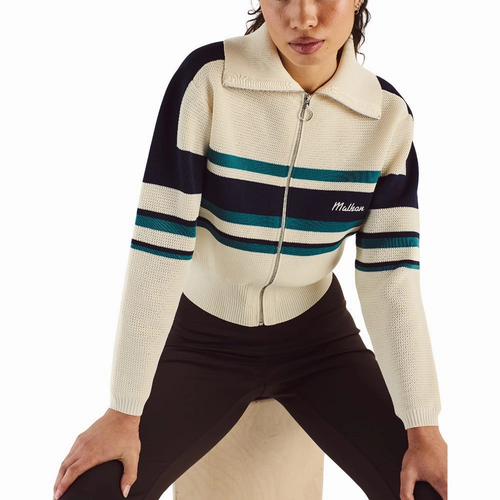 Ergonomic Shoulder Design Double Stitch Seams Malbon Simona Zip Up Golf Jacket Ivory - SS25 Women