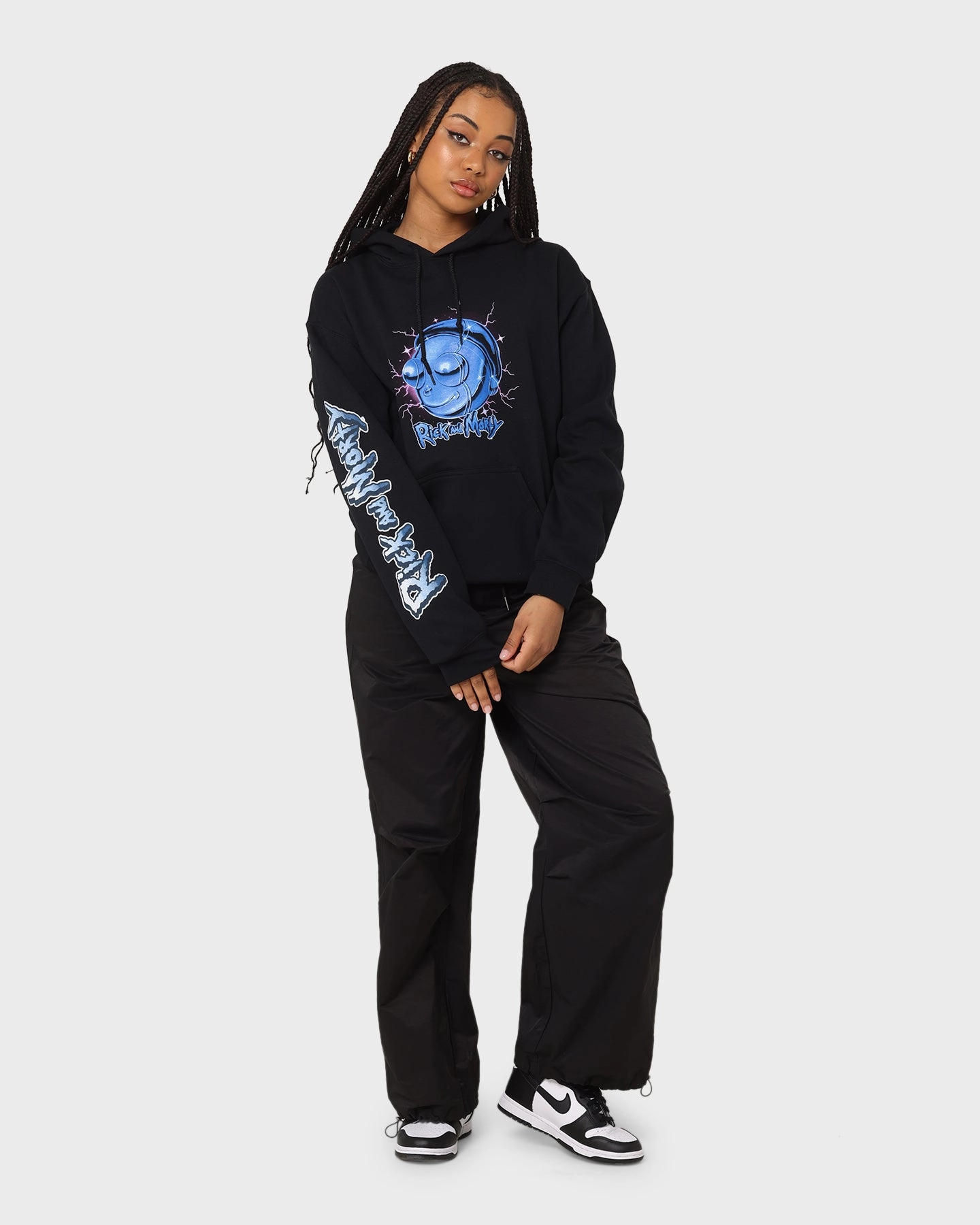 Storm Protection Everyday Use Goat Crew X Rick And Morty Chrome Heads Hoodie Black