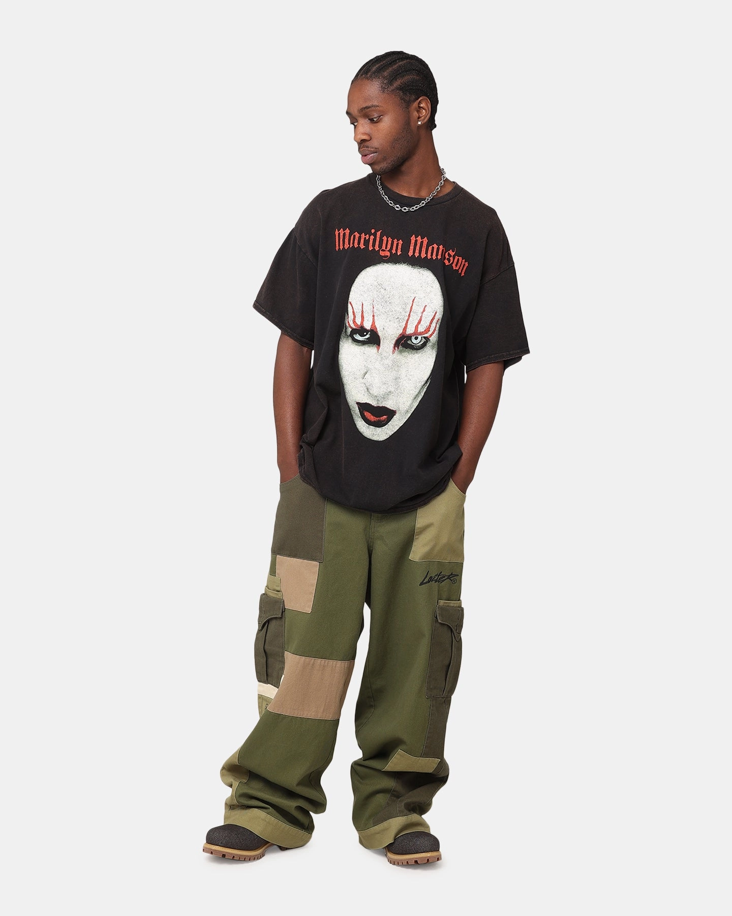 FadeResistant Coating Marilyn Manson Red Lids Vintage T-Shirt Black Vintage