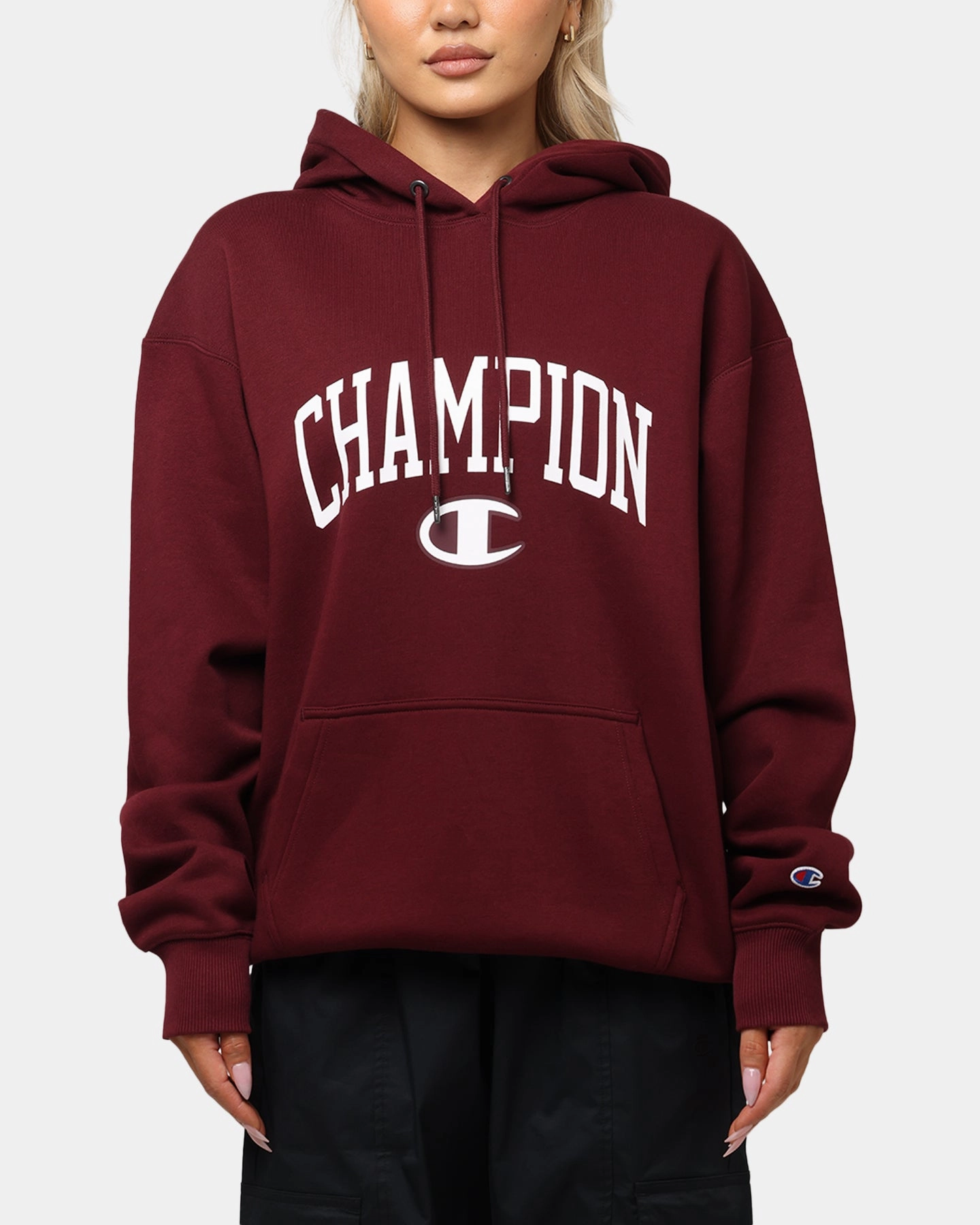 Quality Assurance Trail Comfort Champion Rochester Graphic Hoodie Red