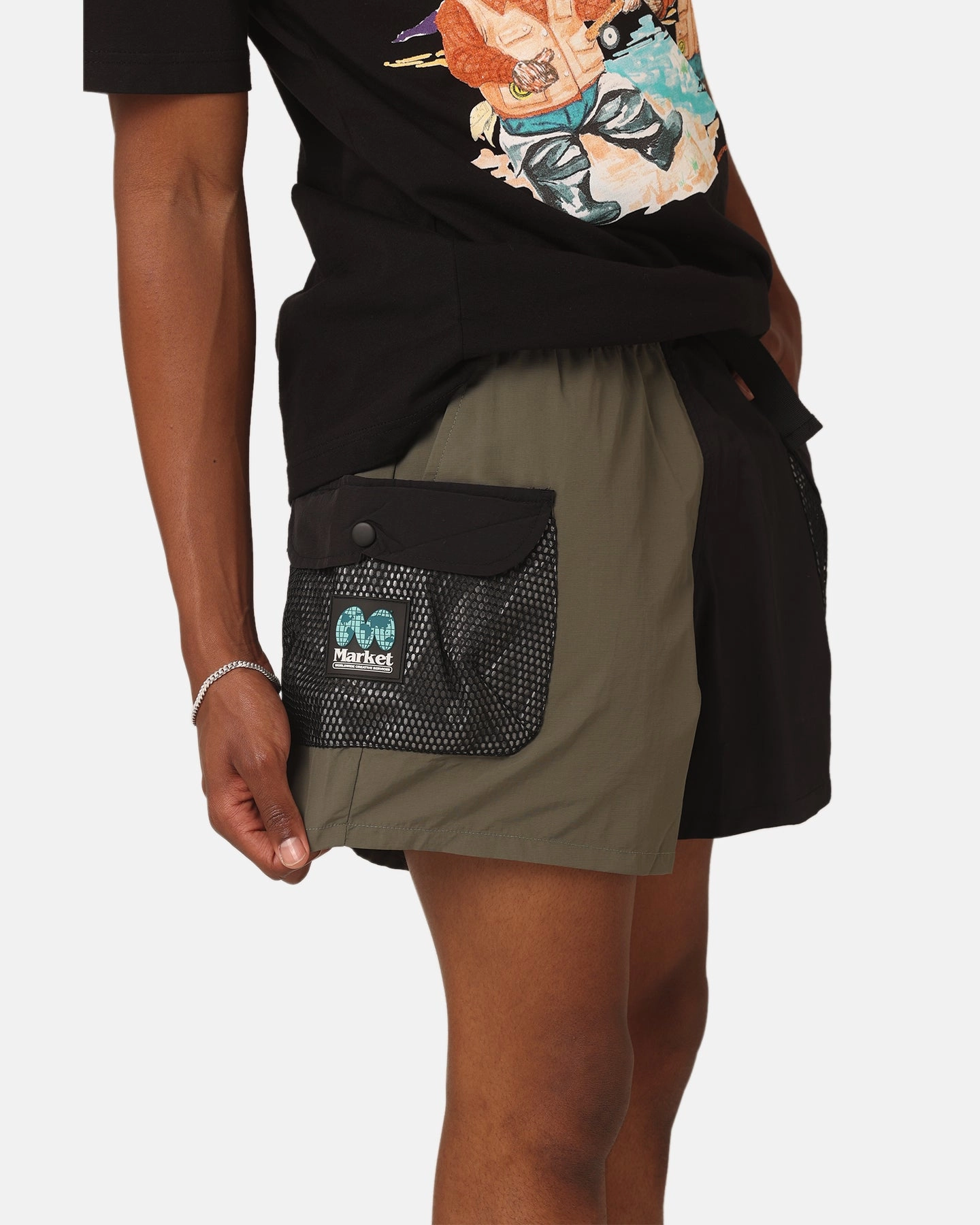 Travel Shorts Relaxed Movement Market Garden Tech Shorts Black/Olive