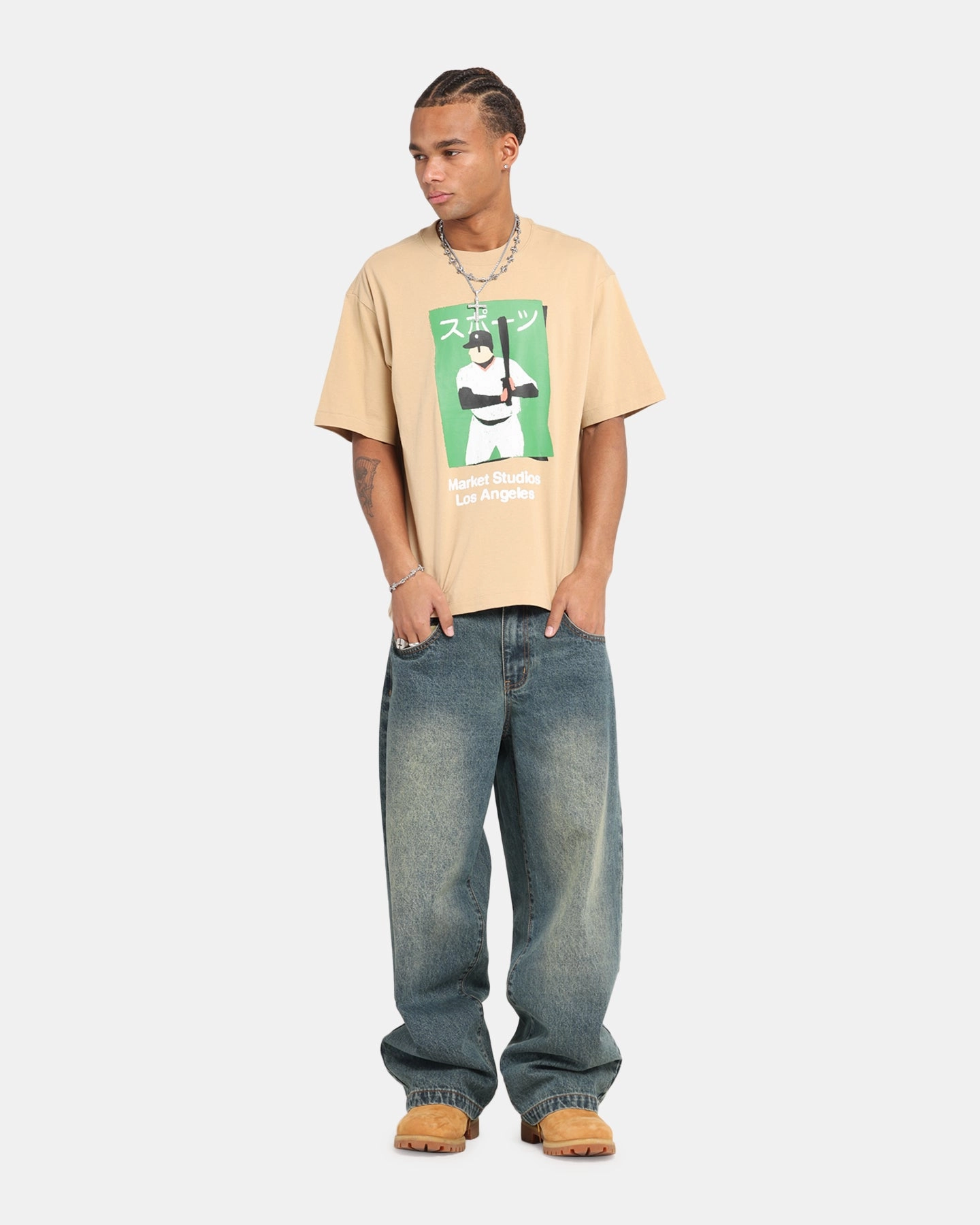 Active Layer Smart Wear Market Illustrated Baseball T-Shirt Oatmilk