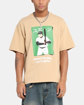 Urban Streetwear cyber monday Market Illustrated Baseball T-Shirt Oatmilk