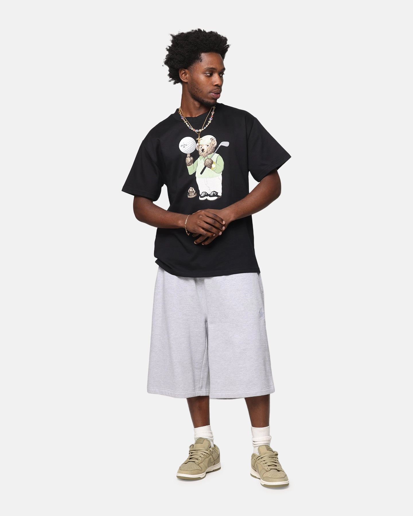 Simple Style Classic Style Trend Market Par 5 Bear T-Shirt Black