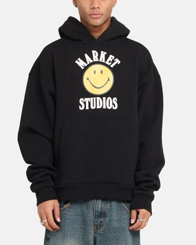 Best Seller Office Attire Market Smiley Lockup Hoodie Black