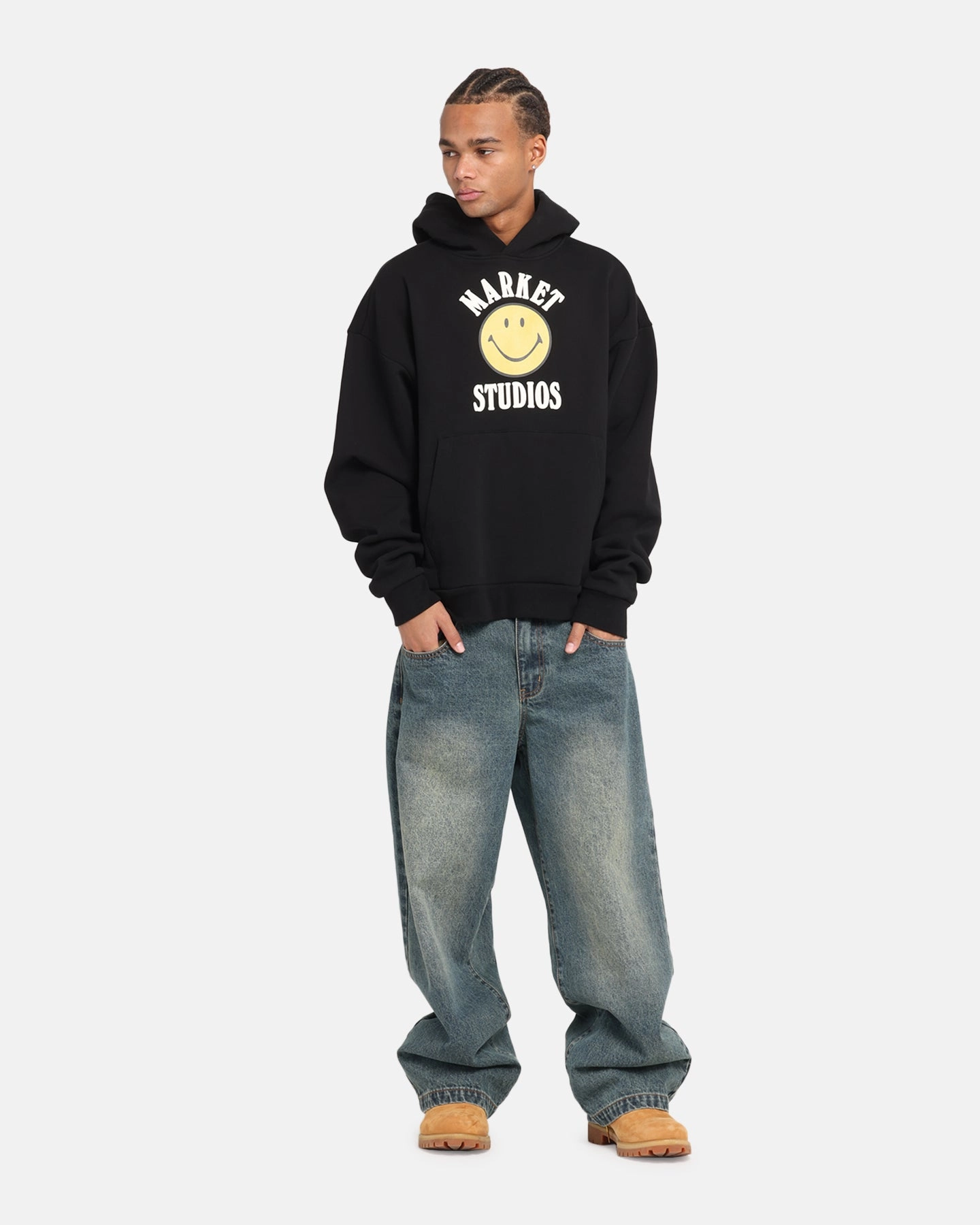 Market Smiley Lockup Hoodie Black Basic Piece