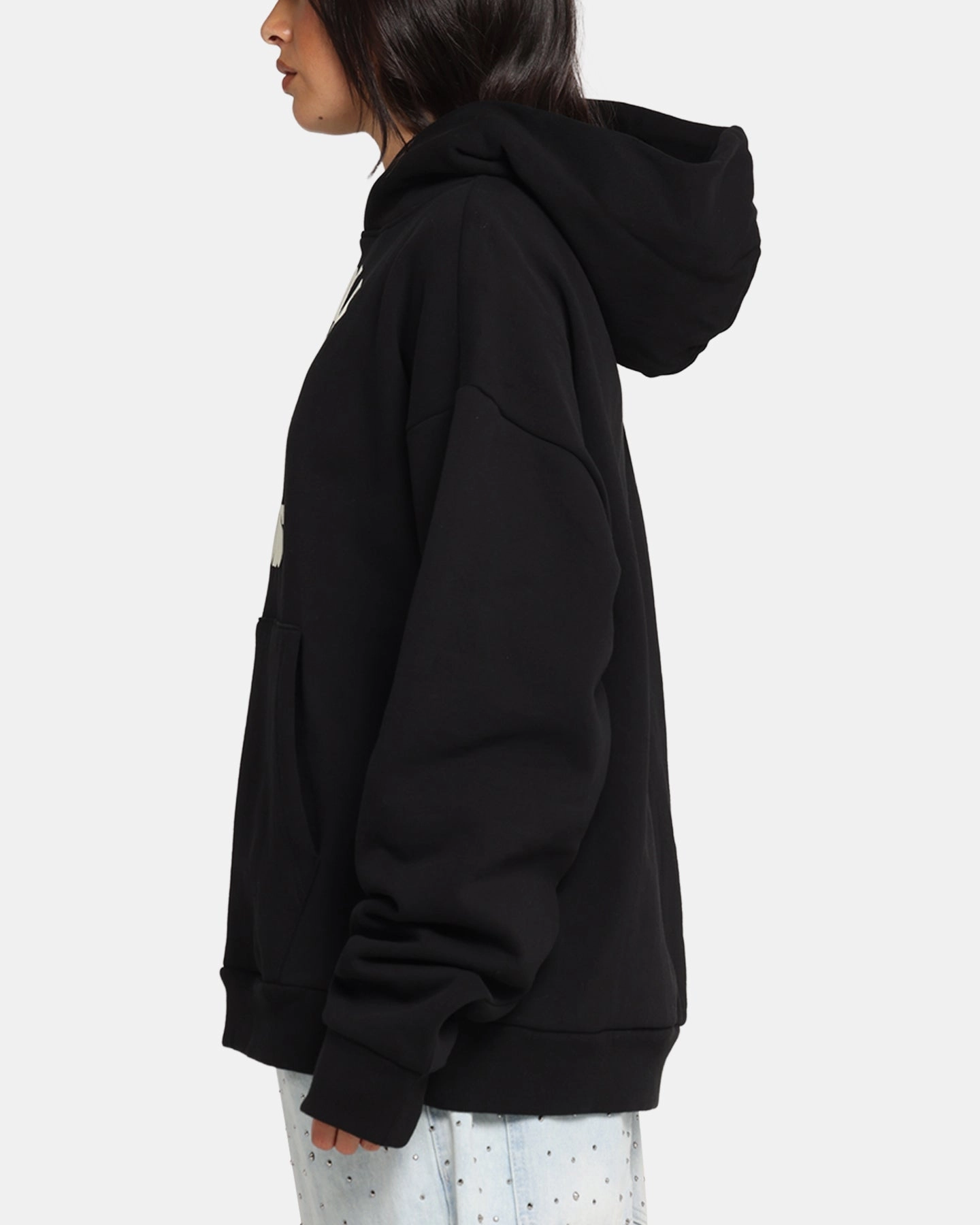 Market Smiley Lockup Hoodie Black Elegant and Relaxed dry cleanable