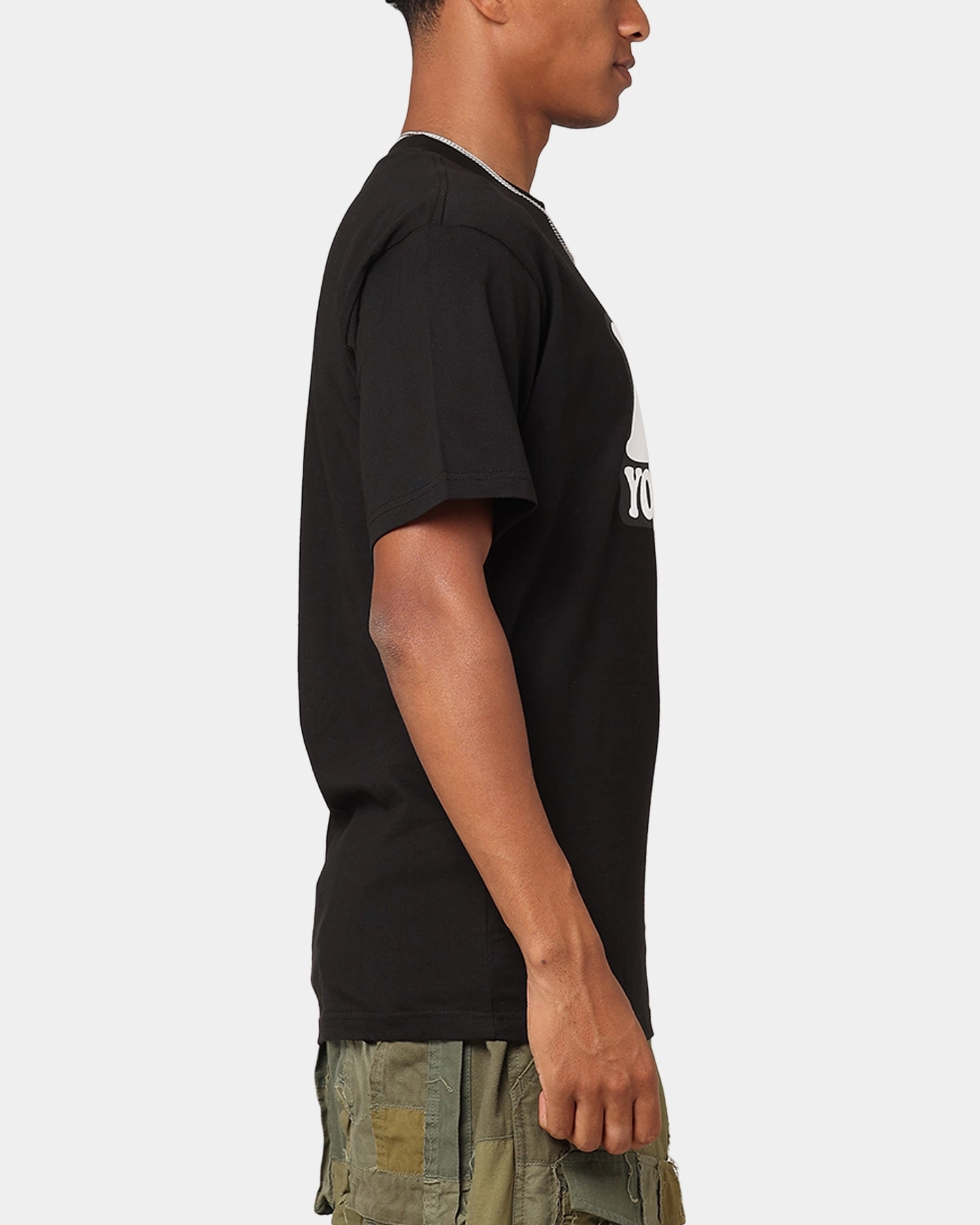 Cozy and Soft MinimalistStitching Market X Smiley Your Mom T-Shirt Black