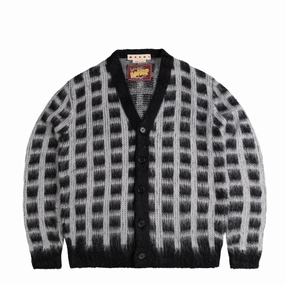 Marni Brushed Check Cardigan 'Black' jewelry accents product yoga friendly flexibility