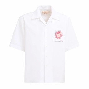 Marni Male Short-Sleeved Bowling Shirt 'White' Quick-Dry