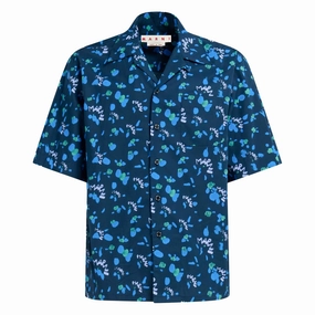 Marni Printed Short-Sleeved Bowling Shirt 'Blue' Advanced Moisture Management