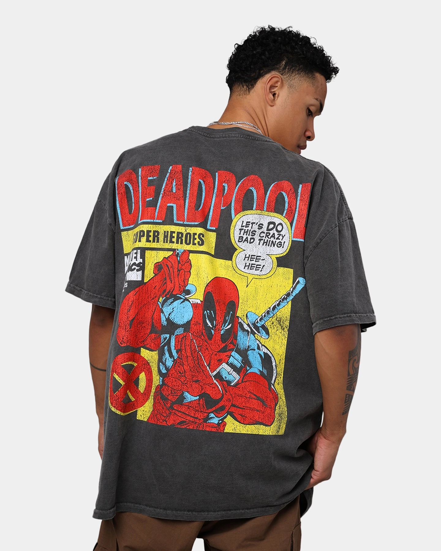 Eco Certified Fiber Marvel Deadpool Comic Heavyweight T-Shirt Black Wash